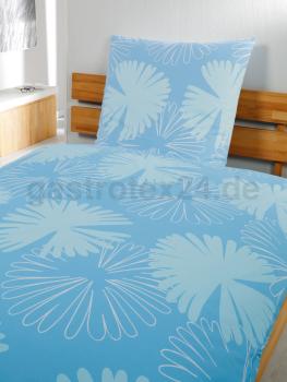 Bettwäsche Doro meeresblau mit Druck Blumen allover und Hotelverschluß